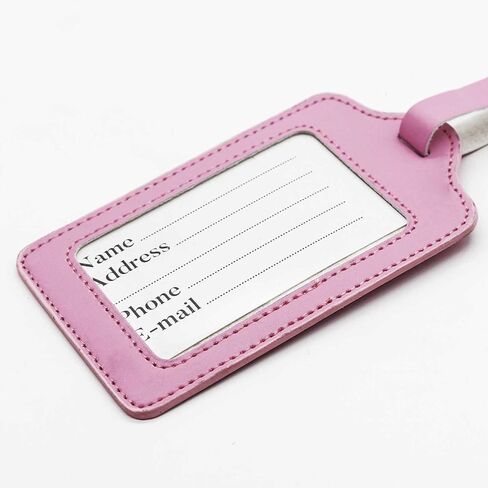 Set of 2 PU Leather Business Card Holder Luggage Tags Bag Baggage Tag Travel Identifier Suitcase Labels Brown in Saudi Arabia