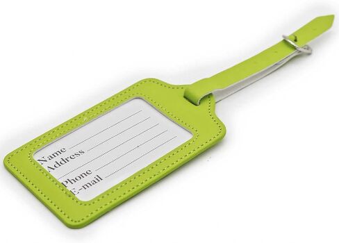 Set of 2 PU Leather Business Card Holder Luggage Tags Bag Baggage Tag Travel Identifier Suitcase Labels Brown in Saudi Arabia