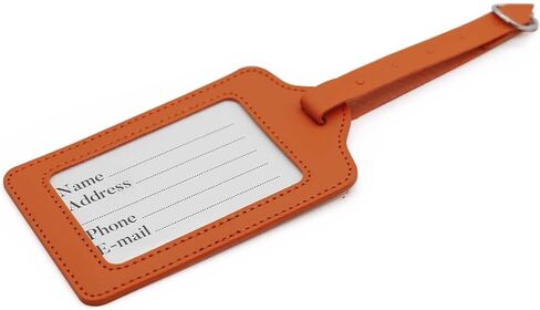 Set of 2 PU Leather Business Card Holder Luggage Tags Bag Baggage Tag Travel Identifier Suitcase Labels Brown in Saudi Arabia