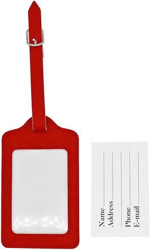 Set of 2 PU Leather Business Card Holder Luggage Tags Bag Baggage Tag Travel Identifier Suitcase Labels Brown in Saudi Arabia