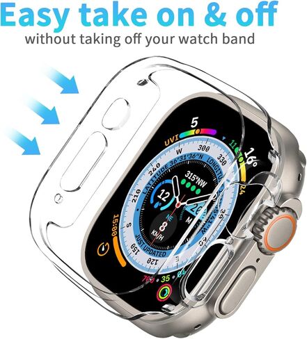 Smiling 2 Pack Case Compatible with Apple Watch Ultra 2 49mm/Ultra 49mm, Hard PC Bumper Case Shockproof All-Around Edge Protective Cover Frame [NO Screen Protector - Clear in Kuwait