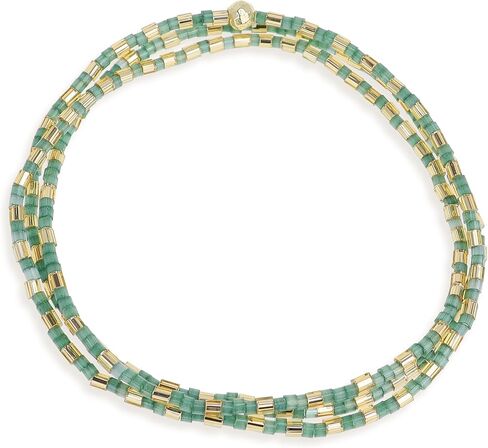 Gold Beaded Gemstone Stackable Stretch Bracelets for Women Girls, Dainty Boho Handmade Natural Stone Seed Bead Ball Layered Bracelet Summer Beach Jewelry Gift in Saudi Arabia