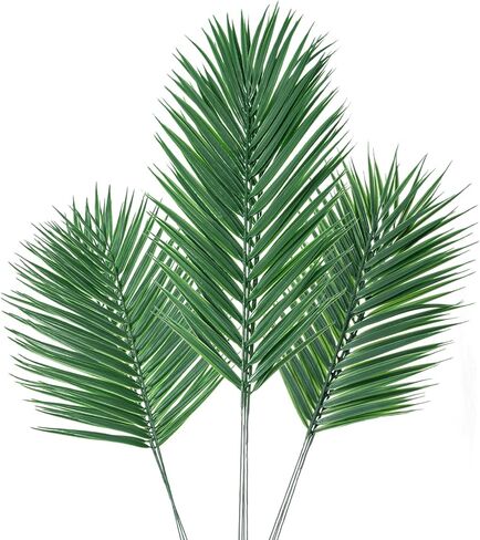 12 قطعة من أوراق النخيل الاصطناعية من Gloreyan، سعف النخيل الصناعية بأحجام متنوعة لمحاكاة النباتات الاستوائية وأوراق السفاري مع سيقان لحفلات هاواي لواو وحفلات الزفاف وأعياد الميلاد in Kuwait