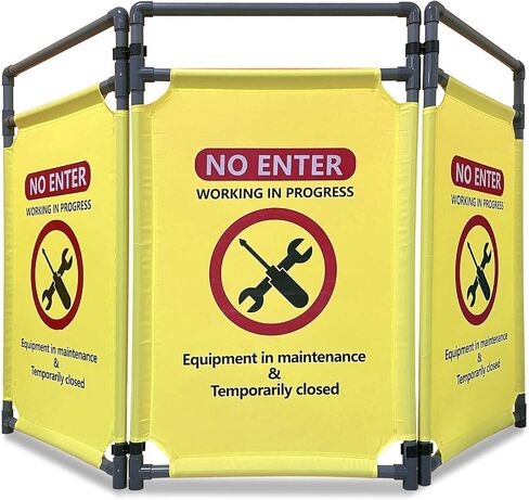 Do Not Enter-Signs Green Elevator Maintenance Caution - Sign 3 Panels Safety Barriers 3.2 FT Foldable Safety Barricade Heavy Duty PVC Frame Security Sign in Saudi Arabia
