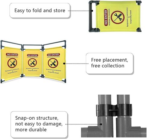 Do Not Enter-Signs Green Elevator Maintenance Caution - Sign 3 Panels Safety Barriers 3.2 FT Foldable Safety Barricade Heavy Duty PVC Frame Security Sign in Saudi Arabia