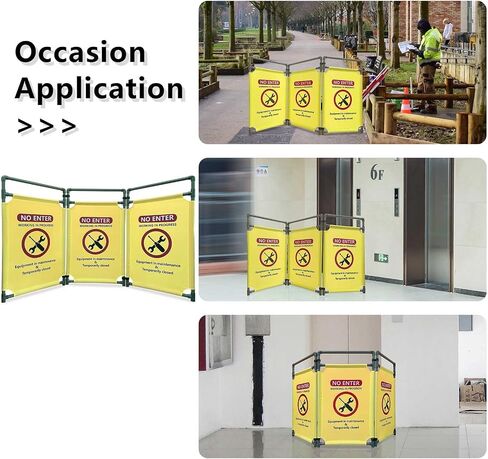 Do Not Enter-Signs Green Elevator Maintenance Caution - Sign 3 Panels Safety Barriers 3.2 FT Foldable Safety Barricade Heavy Duty PVC Frame Security Sign in Saudi Arabia