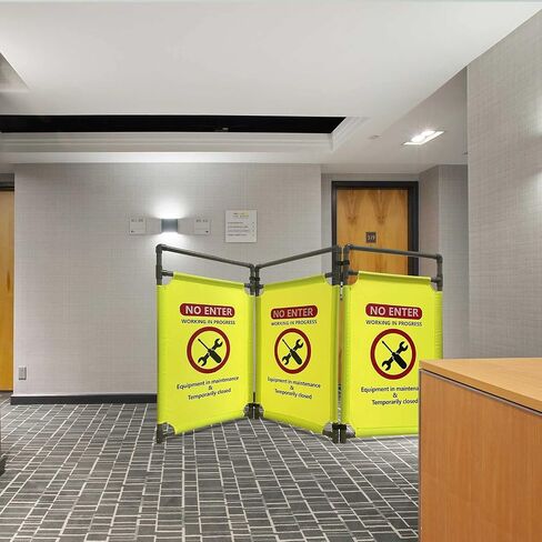 Do Not Enter-Signs Green Elevator Maintenance Caution - Sign 3 Panels Safety Barriers 3.2 FT Foldable Safety Barricade Heavy Duty PVC Frame Security Sign in Saudi Arabia