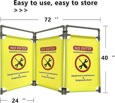 Do Not Enter-Signs Green Elevator Maintenance Caution - Sign 3 Panels Safety Barriers 3.2 FT Foldable Safety Barricade Heavy Duty PVC Frame Security Sign in Saudi Arabia
