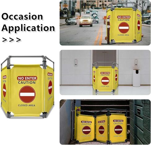 لا تدخل - لافتات تحذير صيانة المصعد الأخضر - قم بتسجيل 3 لوحات حواجز أمان 3.2 قدم حاجز أمان قابل للطي علامة أمان بإطار PVC عالي التحمل in Kuwait