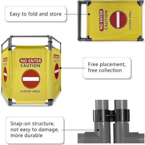 لا تدخل - لافتات تحذير صيانة المصعد الأخضر - قم بتسجيل 3 لوحات حواجز أمان 3.2 قدم حاجز أمان قابل للطي علامة أمان بإطار PVC عالي التحمل in Kuwait