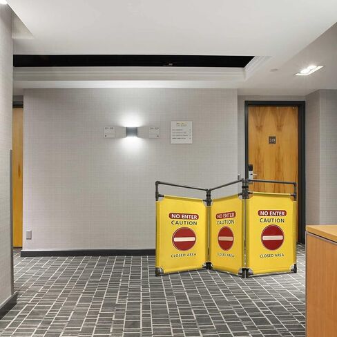 لا تدخل - لافتات تحذير صيانة المصعد الأخضر - قم بتسجيل 3 لوحات حواجز أمان 3.2 قدم حاجز أمان قابل للطي علامة أمان بإطار PVC عالي التحمل in Kuwait