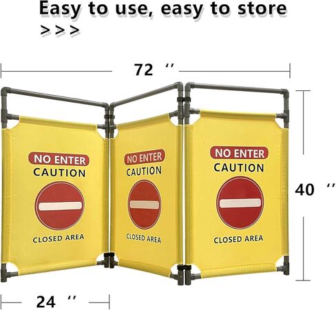 لا تدخل - لافتات تحذير صيانة المصعد الأخضر - قم بتسجيل 3 لوحات حواجز أمان 3.2 قدم حاجز أمان قابل للطي علامة أمان بإطار PVC عالي التحمل in Kuwait