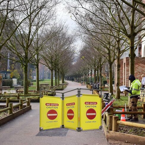 لا تدخل - لافتات تحذير صيانة المصعد الأخضر - قم بتسجيل 3 لوحات حواجز أمان 3.2 قدم حاجز أمان قابل للطي علامة أمان بإطار PVC عالي التحمل in Kuwait