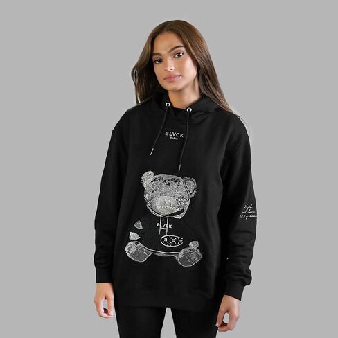 سترة بغطاء رأس Blvck Paris Evil Twin Teddy Bear، فائقة النعومة 100% قطن وبري in Kuwait
