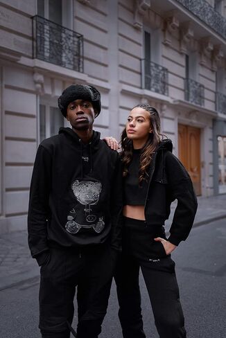سترة بغطاء رأس Blvck Paris Evil Twin Teddy Bear، فائقة النعومة 100% قطن وبري in Kuwait
