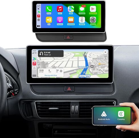 شاشة لمس 10.25 بوصة لاسلكية Carplay Android Auto Interface لسيارة Audi Q5 SQ5 (2009-2017) مع نظام الوسائط المتعددة (3GMMI) راديو السيارة ستيريو AHD كاميرا USB فيديو بلوتوث النسخ المتطابق in Saudi Arabia