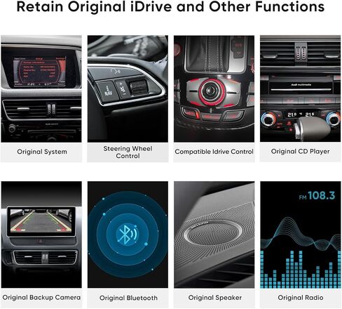 شاشة لمس 10.25 بوصة لاسلكية Carplay Android Auto Interface لسيارة Audi Q5 SQ5 (2009-2017) مع نظام الوسائط المتعددة (3GMMI) راديو السيارة ستيريو AHD كاميرا USB فيديو بلوتوث النسخ المتطابق in Saudi Arabia