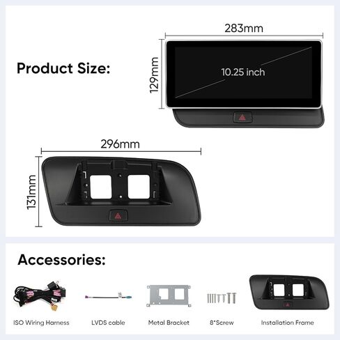 شاشة لمس 10.25 بوصة لاسلكية Carplay Android Auto Interface لسيارة Audi Q5 SQ5 (2009-2017) مع نظام الوسائط المتعددة (3GMMI) راديو السيارة ستيريو AHD كاميرا USB فيديو بلوتوث النسخ المتطابق in Saudi Arabia