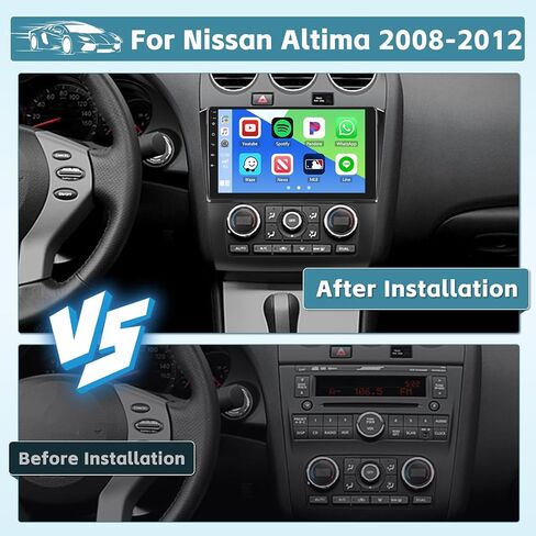 مكيف هواء تلقائي، 8 كور 6 + 128 جيجابايت لراديو نيسان ألتيما 2008-2012 مع Apple Carplay اللاسلكي، Hikity 9 بوصة Android 13 ستيريو سيارة مع نظام تشغيل أندرويد لاسلكي، ملاحة GPS، واي فاي، 32EQ DSP، كاميرا احتياطية in Saudi Arabia