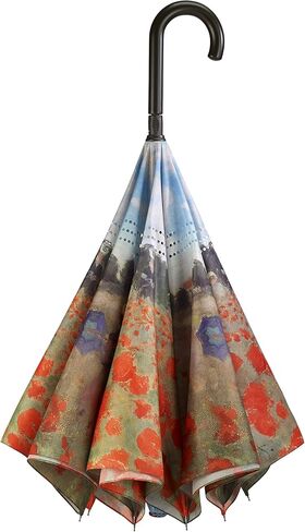 Galleria Reverse Close Stick Umbrella Poppy Field-Art على كلا الجانبين in Kuwait