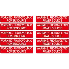 10 Pack Reflective PV Labels Printed with Warning: Photovoltaic Power Source | Outdoor Rated PV Stickers | Solar Stickers | PV Label | Solar Label in Saudi Arabia