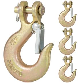 4 قطع خطاف زلة Clevis مقاس 3/8 بوصة مع مزلاج أمان، خطاف سلسلة سحب متين G70 للجرارات والرافعات والمقطورات والتزوير in Kuwait