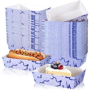 Blushtier 100 Pcs K Pop Party Paper Food Trays Bulk Purple Lightning Disposable Food Boats K Pop Themed Snack Plates for Goodies Candy Concert Fan Gathering Birthday Decorations Supplies in Saudi Arabia