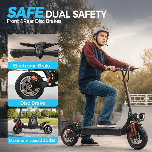 X1 Off Road Electric Scooter for Adults, Foldable E Scooter,1000W Powerful Motor, 48V 15.6AH, 28 MPH Top Speed, 31 Miles Range,11" All Terrain Tire,Dual Shock Absorber,UL 2272 Certified in Kuwait