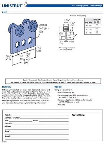 UNISTRUT مجموعة عربة ذات 4 عجلات أصلية P2950-EG للاستخدام مع P1000، P1001، P5000، P5001، P5500، P5501 وجميع قنوات تبختر 1-5/8 بوصة أو أطول in Kuwait