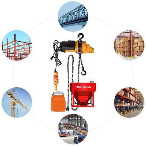 1 Ton Electric Chain Hoist, 2200lbs with 3m Wired Control, 110V Overhead Crane Garage, 1500W Lifting Power System w/Emergency Stop Switch, 3m Chain, 13 Feet Max. Pulling Height in Kuwait