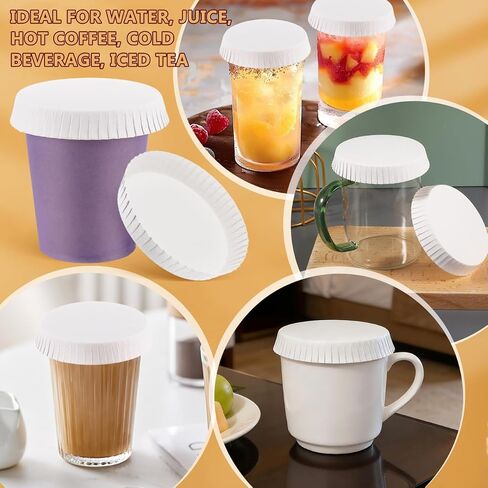 DOITOOL Disposable Cup Lids 100Pcs Paper Covers for Hot and Cold Drinks Eco-Friendly Drink Covers for Hotel Bar Restaurant Cafe Ktv Wedding Party Supplies 3.1 Inch Diameter in Kuwait