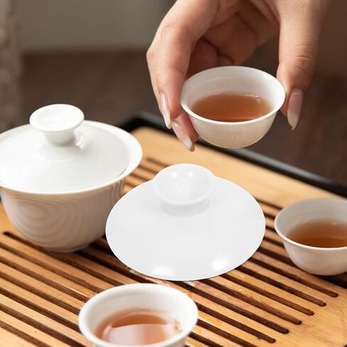 Gatuida 2pcs Small White Ceramic Tea Cup Lid, 3 Inch Reusable Ceramic Mug Lid Replacement for Teacups and Bowls Tea Kettle Covers for Home and Restaurant Use Versatile and Aesthetic Accessories in Kuwait