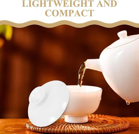 Gatuida 2pcs Small White Ceramic Tea Cup Lid, 3 Inch Reusable Ceramic Mug Lid Replacement for Teacups and Bowls Tea Kettle Covers for Home and Restaurant Use Versatile and Aesthetic Accessories in Kuwait