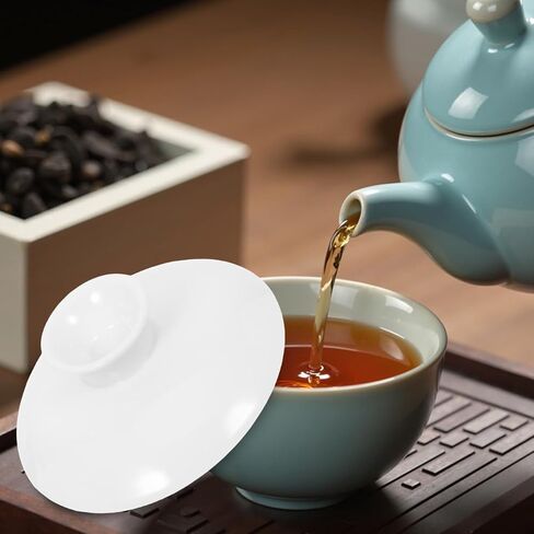 Gatuida 2pcs Small White Ceramic Tea Cup Lid, 3 Inch Reusable Ceramic Mug Lid Replacement for Teacups and Bowls Tea Kettle Covers for Home and Restaurant Use Versatile and Aesthetic Accessories in Kuwait