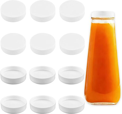 INCREWAY 12Pcs Plastic Bottle Lids, Replacement Bottle Caps for Glass Juice Bottles, Reusable Portable Lids for Juicing, Coffee, Jam, Travel Beverage Storage Containers (White, 50mm OD) in Kuwait