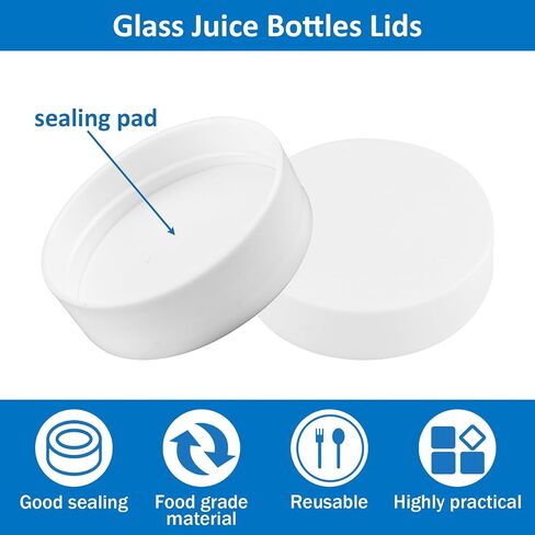 INCREWAY 12Pcs Plastic Bottle Lids, Replacement Bottle Caps for Glass Juice Bottles, Reusable Portable Lids for Juicing, Coffee, Jam, Travel Beverage Storage Containers (White, 50mm OD) in Kuwait