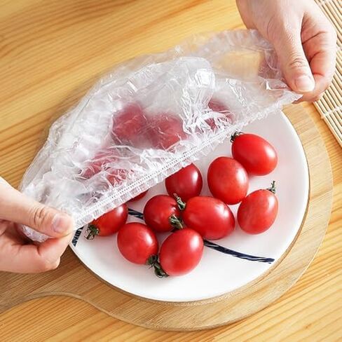 100pcs Disposable Elastic Food Covers, Plastic Seal Bowl Covers, Adjustable, Universal Food Storage, Kitchen Supplies for Fresh Leftovers in Kuwait