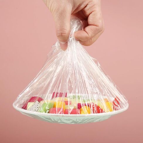 100pcs Disposable Elastic Food Covers, Plastic Seal Bowl Covers, Adjustable, Universal Food Storage, Kitchen Supplies for Fresh Leftovers in Kuwait