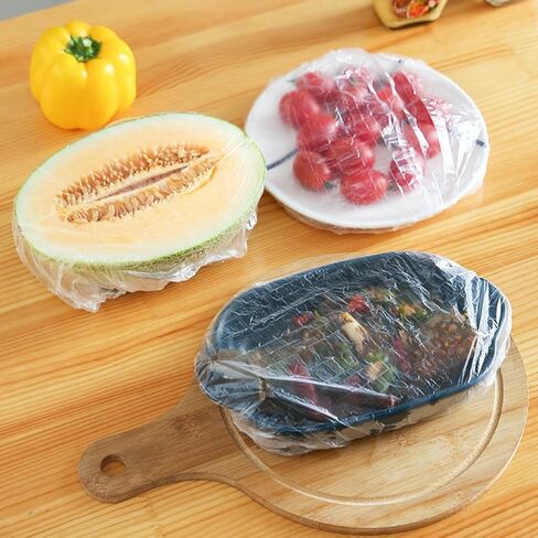 100pcs Disposable Elastic Food Covers, Plastic Seal Bowl Covers, Adjustable, Universal Food Storage, Kitchen Supplies for Fresh Leftovers in Kuwait
