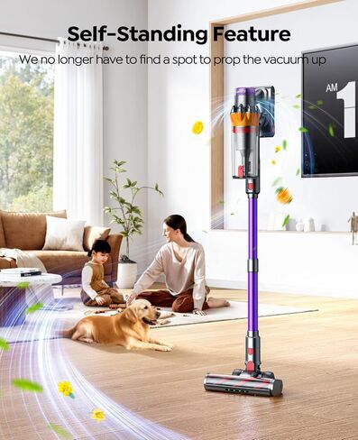 Cordless Vacuum Cleaner, 70Mins 650W 55KPA Vacuum Cleaners for Home, Self-Standing Stick Vacuum with Auto Mode, Anti-Tangle Wireless Vacumm, Scented, Vacuum Cordless for Pet Hair/Carpet/Floor in Kuwait