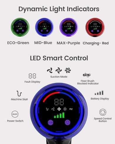 Cordless Vacuum Cleaner, 120Mins Runtime with 2 Batteries, 500W 40KPa Vacuum Cleaners for Home, Green Light Anti-Tangle Brush & Wall Mount Charging, Lightweight for Pet Hair Carpet Hard Floors in Kuwait