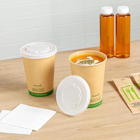 Restaurantware LIDS ONLY White Plastic Lids 25 Pack for 12, 16, 24 & 32 oz Food Containers Disposable Sustainable Vented Durable Meal Prep 4.53" Food Covers For Soup Serving Containers in Kuwait