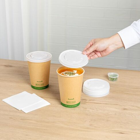 Restaurantware LIDS ONLY White Plastic Lids 25 Pack for 12, 16, 24 & 32 oz Food Containers Disposable Sustainable Vented Durable Meal Prep 4.53" Food Covers For Soup Serving Containers in Kuwait