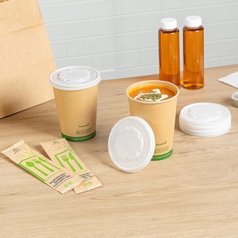 Restaurantware LIDS ONLY White Plastic Lids 25 Pack for 12, 16, 24 & 32 oz Food Containers Disposable Sustainable Vented Durable Meal Prep 4.53" Food Covers For Soup Serving Containers in Kuwait