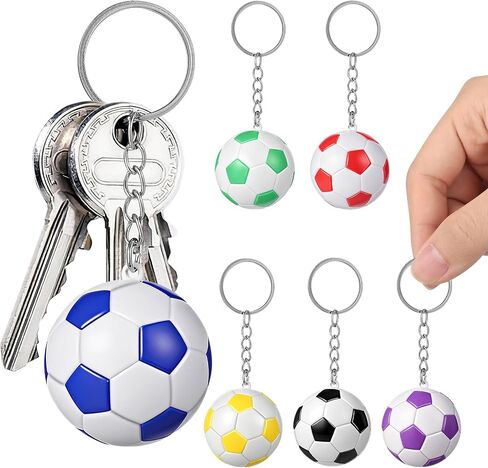 Soccer Ball Keychains 6 Pcs Mini Football Keyrings Assorted Colors Men Women Boys Backpack Charms Sports Party Favors Team Souvenirs Event Giveaways in Kuwait