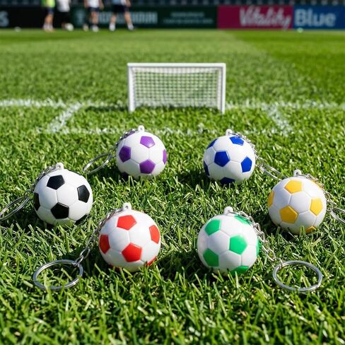 Soccer Ball Keychains 6 Pcs Mini Football Keyrings Assorted Colors Men Women Boys Backpack Charms Sports Party Favors Team Souvenirs Event Giveaways in Kuwait