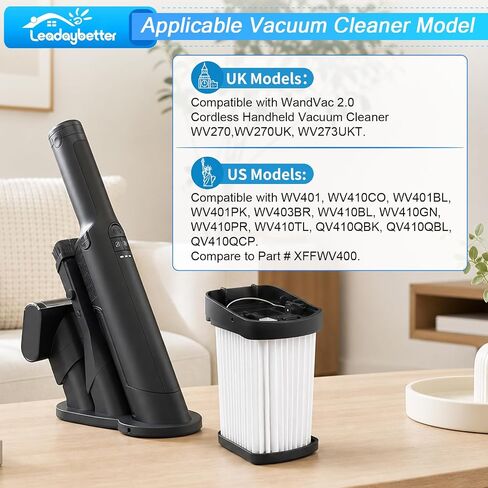 Leadaybetter 4 Pack Fabric Filter Replacement for Shark Wandvac | Compatible with WV401, WV401BL, WV401PK, WV410BL, WV410PR Cordless Handheld Vacuum, Replaces XFFWV400, Washable Reusable in Kuwait