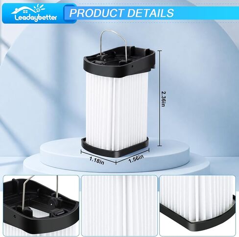 Leadaybetter 4 Pack Fabric Filter Replacement for Shark Wandvac | Compatible with WV401, WV401BL, WV401PK, WV410BL, WV410PR Cordless Handheld Vacuum, Replaces XFFWV400, Washable Reusable in Kuwait