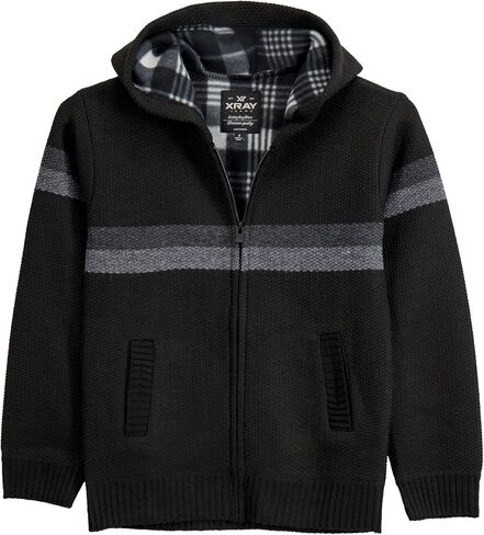 X Ray Boys (6-12) zip fleece fleece flannel بطانة مع غطاء محرك السيارة ، سترة متماسكة للأطفال لفصل الربيع والخريف والشتاء in Kuwait