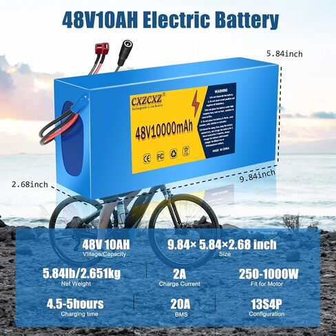 48V/36V Ebike Battery 10AH15AH 20AH 30AH Electric Battery Lithium with BMS, Compatible with E-Bikes, Scooters, ATVs, Motorcycles and More, for 100-1000W Motor (48V 10AH(250W-1000W)) in Kuwait